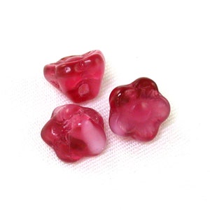 Fuchsia Pink transparent White givre blend 7mm button flower bead. Set of 12, 25 or 50. image 1