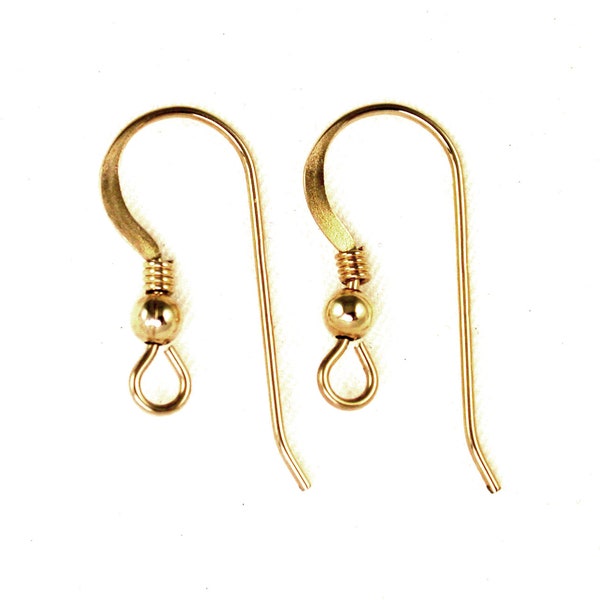 Gold 14K Gold-filled earwires with ball, coil, flattened hook. One or four pair.