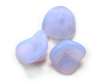 Lilac Alexandrite opaline matte 12 x 9mm three sided flowers. Set of 12 or 25.