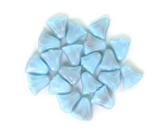 Pale Blue opaque w/ Gray glaze silk finish 11 x 7mm papyrus top beads. Set of 10, 20 or 40.