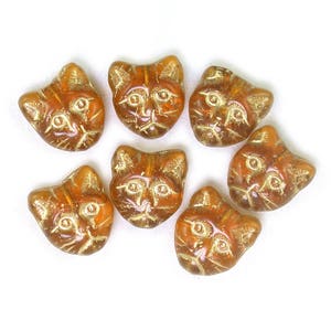 11mm Cat Bead Czech Glass Cat Beads Cat's Head Bead Various Colors Vertical  or Horizontal Hole Qty 10 