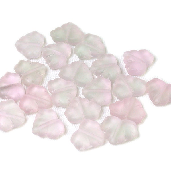 Pale Ice Pink UV Active Green matte transparent 13 x 11mm maple leaves. Set of 10 or 20.