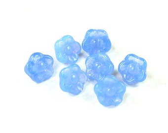 Cornflower Blue opaline 8mm button flower bead. Set of 25 or all 38.