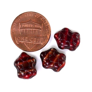 Red Jet Gray striped 12 x 10mm fully molded turtle beads. Set of 12 or 25.