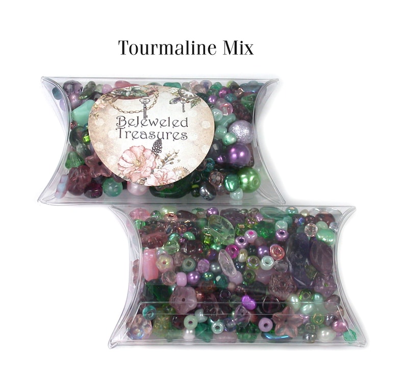 Glaspärlmixer Grupp 1 av 4: Säsongsblandningar. En behållare med glaspärlmix. Tourmaline Mix