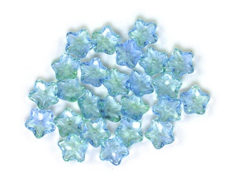 Pale Blue UV active Green 10mm cup flowers. Set of 12 or 25.