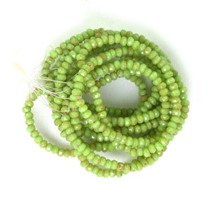 Yellow Green opaque Wasabi Green w/ light picasso 2 x 3mm rondelles. Set of 50 or 100.