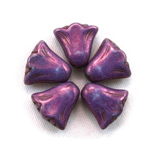 Purple opaque w/ Pink luster 11 x 7 papyrus top beads. Set of 10 or 20. image 2