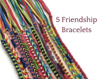 5 String Bracelets, Colourful Friendship Bracelets, Friendship Bracelet Set, Woven Bracelets, Thread Bracelets, Friendship String Bracelets