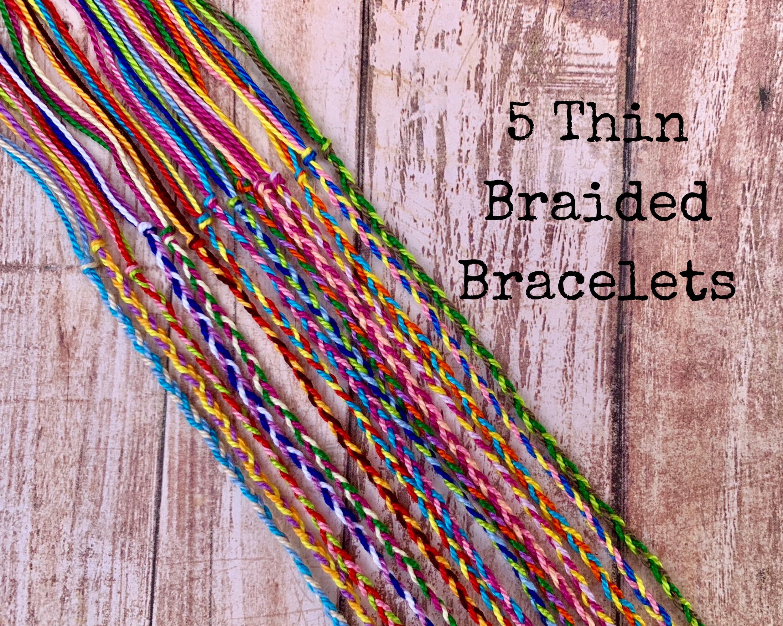 5 Thin Braided Bracelets Friendship Bracelets String Etsy