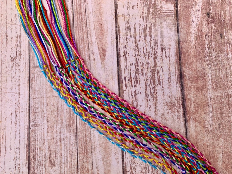 3 Thin Braided Bracelets Friendship Bracelets String Etsy