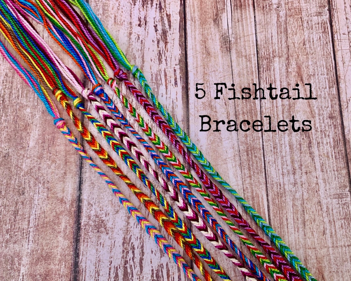 5 String Bracelets Friendship Bracelets Fishtail Bracelets Etsy