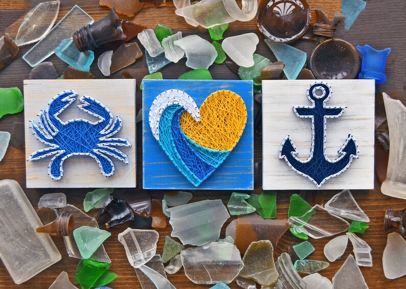 Anchor String Art Beach House Decor Beach Decor Nautical Etsy