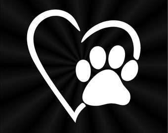 Paw Print Decals, Dog, Heart, Car, Truck, Wall, Vinyl Window Stickers 10519