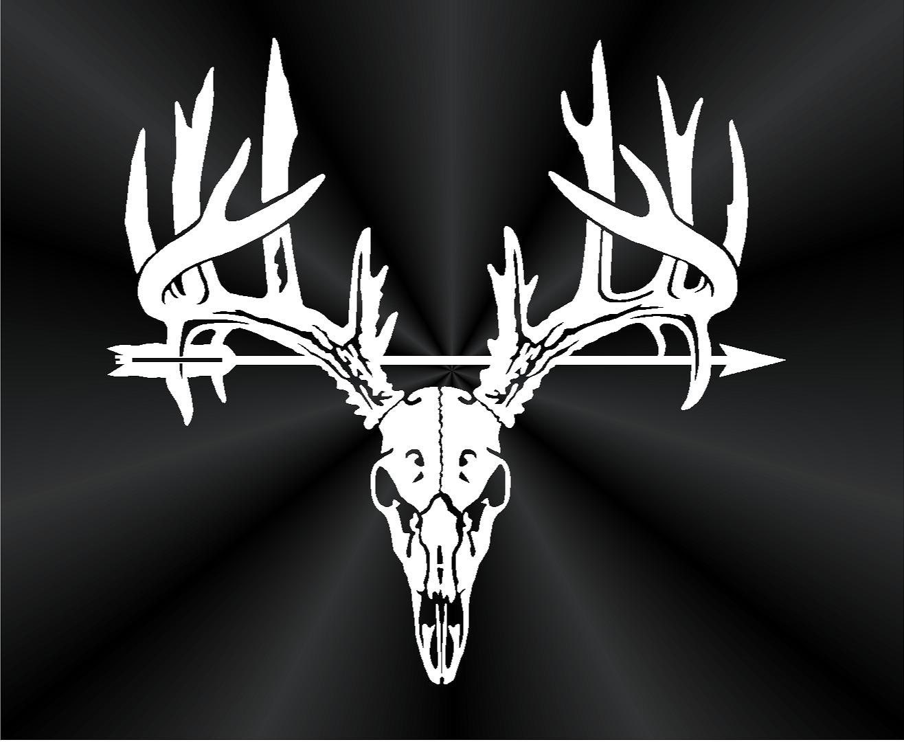 Bow Hunter deer Antlers horns skull Crossed Arrows Round emblem decal sticker