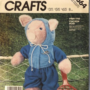 McCall's 2864.  Stuffed pig pattern.  Vintage 1986 "Pinky Pig" doll and sports clothes pattern.  Uncut