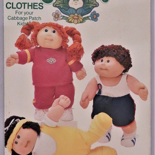Butterick 3920.  Cabbage Patch Kids clothes pattern.  Vintage 1988 Cabbage Patch Kids  gym, jogging suit pattern.  Uncut