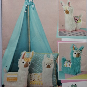 Simplicity 8441.  Stuffed llama toys and llama pillow pattern.  Gingercake llama toys and pillows pattern.  Uncut