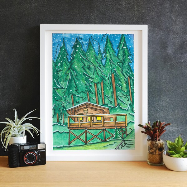 Windfall Lake Cabin WaterColor