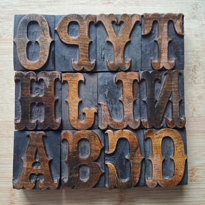 Fancy Letterpress wooden printing blocks each is 6.8cm high, pick your letter.