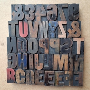 Letterpress wooden printing blocks each is 4.2cm high, pick your letter.