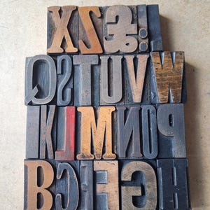 Letterpress wooden printing blocks each is 5.1cm high, pick your letter.