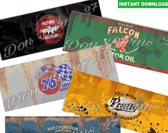 Printable motor oil can labels set of 5 instant download tin can label prints for garage man cave decor oil cans garage art prints