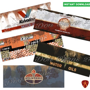 Rusty Motor oil labels printable instant download tin can label prints for garage man cave decor oil cans shed oil can fathers day car gifts