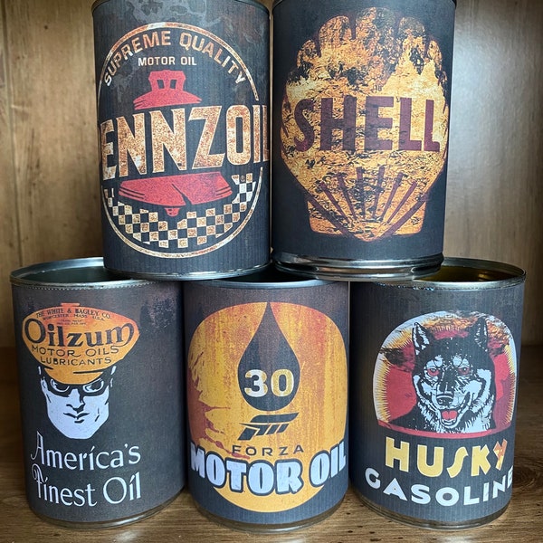 Man cave gifts motor oil cans Replica vintage motor oil Rustic gasoline display oils garage man cave decor men’s gifts boys bedroom ideas