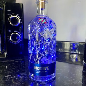 Absolut Vodka bottle with white lights empty alcohol bottle light up bottles for home decor bar decorations crystal vodka bottles gin bottle