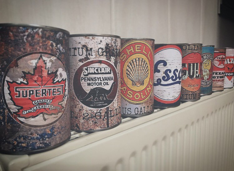 Old Motor Oil Cans Vintage Petrol Tin Can Replica Oils Garage