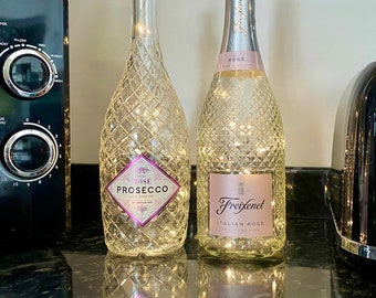 Prosecco bottle with white lights empty sparkling wine bottle light up bottles for home decor bar decorations crystal rose bottles