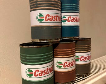Castrol motor oil can labels digital download 5 oil can labels instant download man cave motor oil decor Castrol oils tin can wrap Don Burns