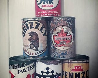 Old Motor Oil Cans Vintage Petrol Tin Can Replica Oils Garage