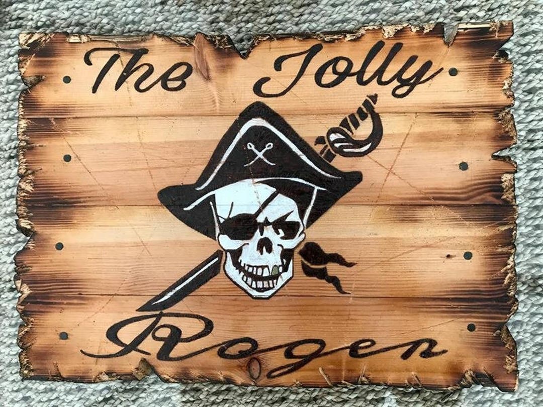Pirate Skull Decor the Jolly Roger Wood Burned and Painted Skull and ...