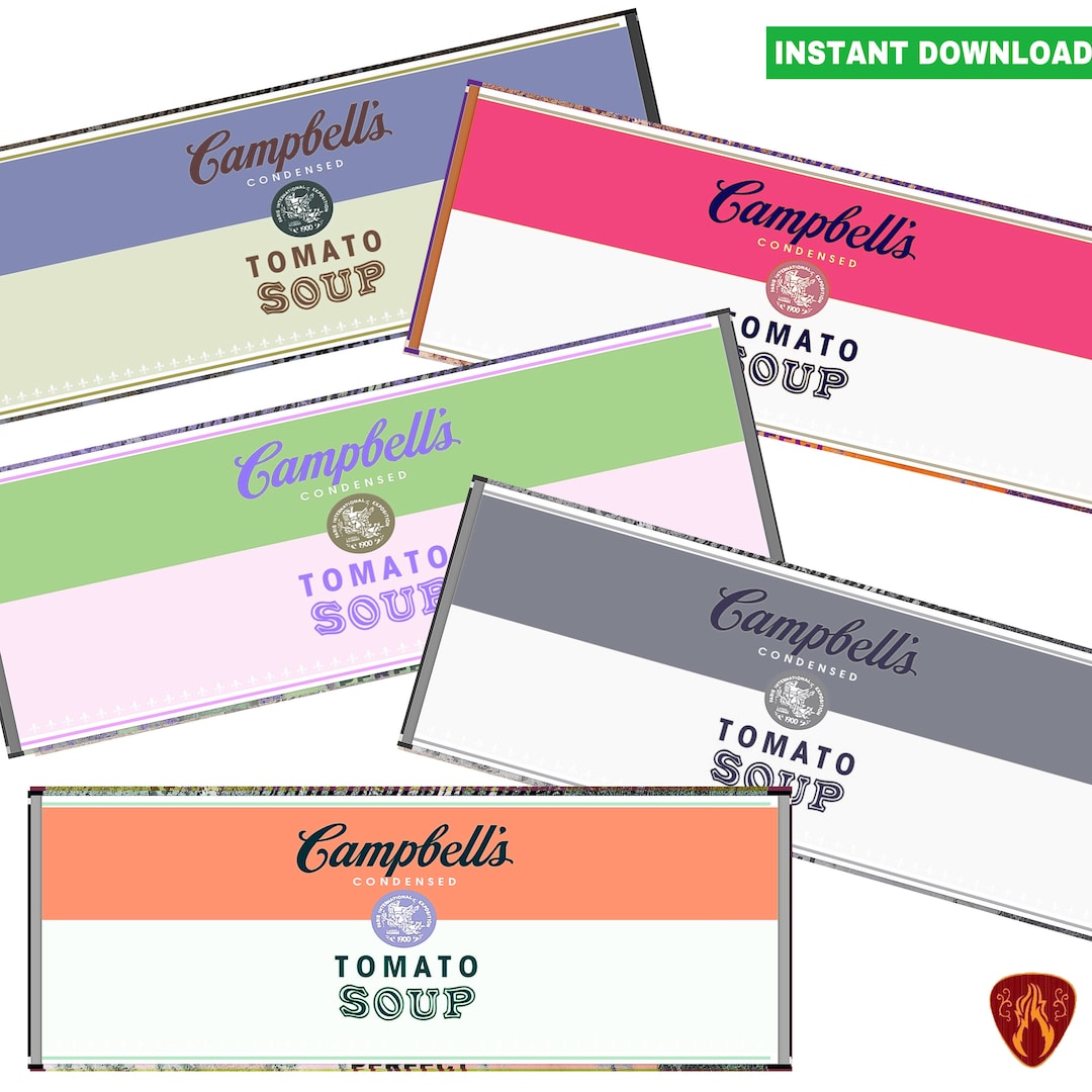 Campbells Soup Tin Can Labels Set of 5 Printable Digital Soup Tin ...