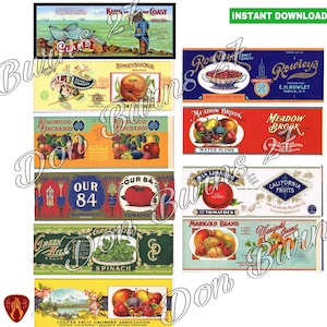 10 Printable food labels for cans fruit and vegetable labels canned foods kitchen decor prints cutlery pot labels food can prints