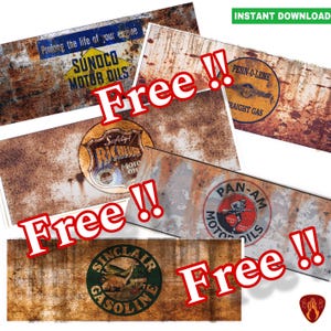 5 printable motor oil labels get 5 free! car oil prints, rusty oil labels for tin cans, oil can wrap instant download pdf, Don Burns 27