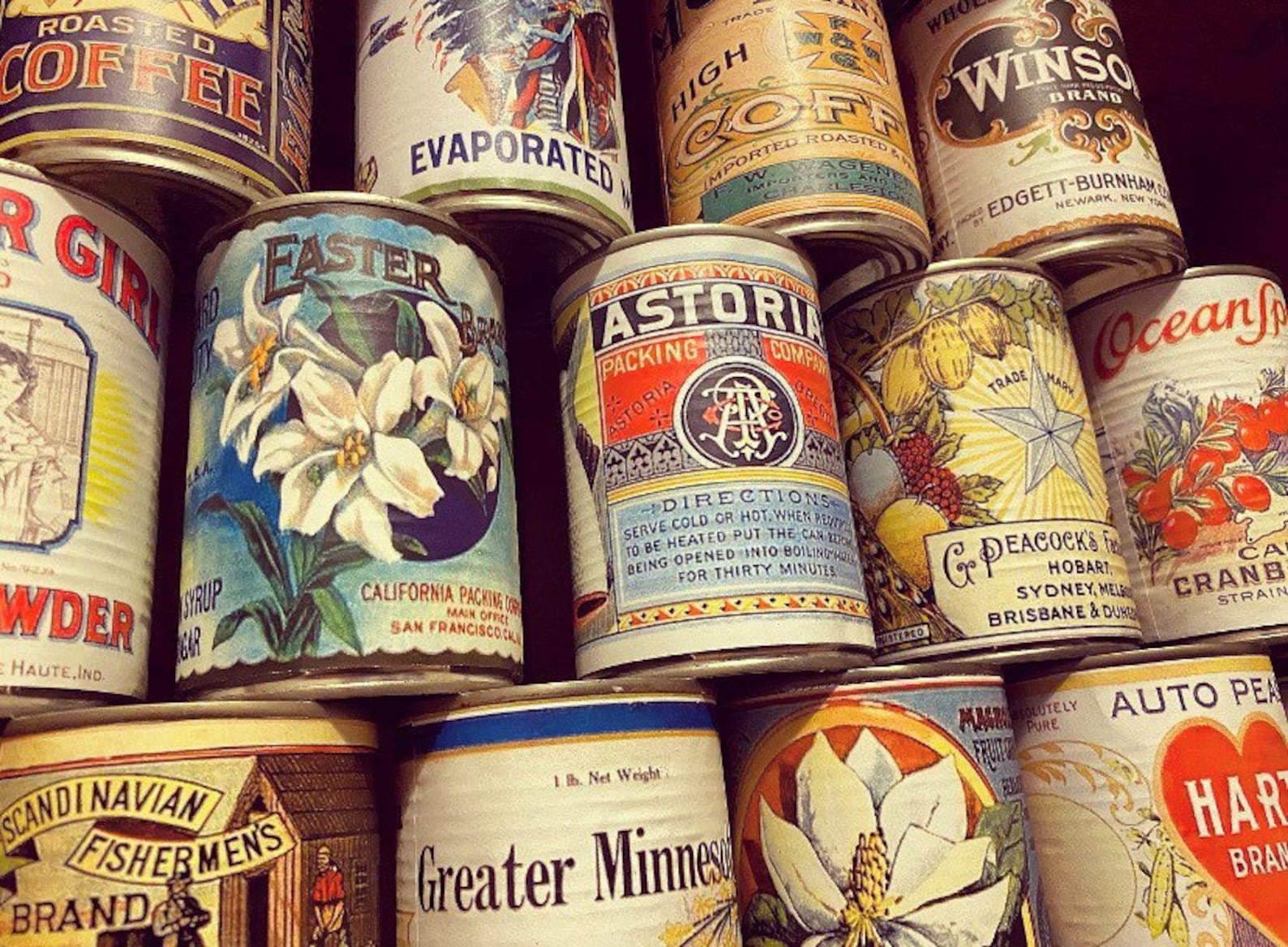 Vintage Food Tin Cans Rustic Tins Retro Tin Can Replica Display Antique