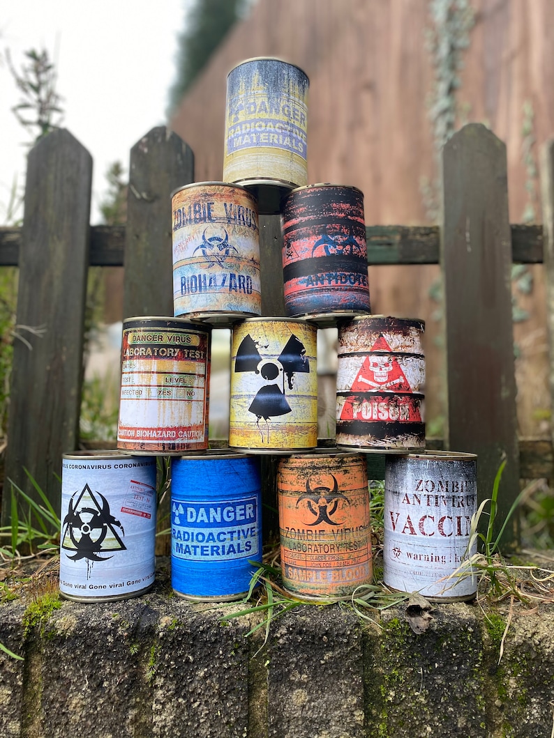 Toxic Hazard Waste Drum Printable Labels Instant Download Tin Etsy