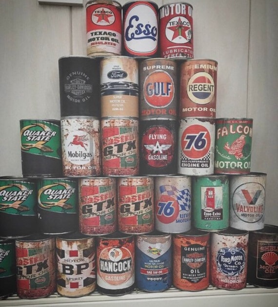 Motor Oil Cans, Race Can Decoration, Fuel Cans, Old Oil Can