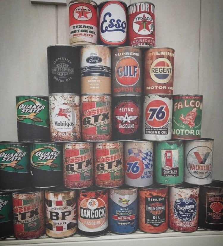 Motor Oil Cans, Race Can Decoration, Fuel Cans, Old Oil Can