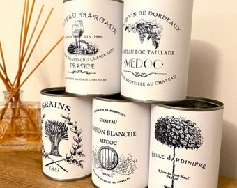 5 Printable Vintage French decor tin can labels print label wedding decorations kitchen decor prints wedding table centre pieces flower pots