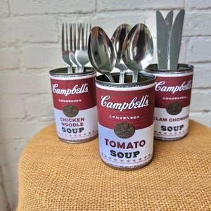 Campbells Soup Tin Can Labels Set of 5 Printable Digital Red Soup Tin ...