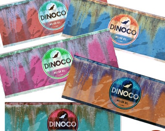 Dinoco Cars oil labels rusty oil tin can race party themed prints rusteze set of 5 printable digital label instant download jpeg Rust-eze