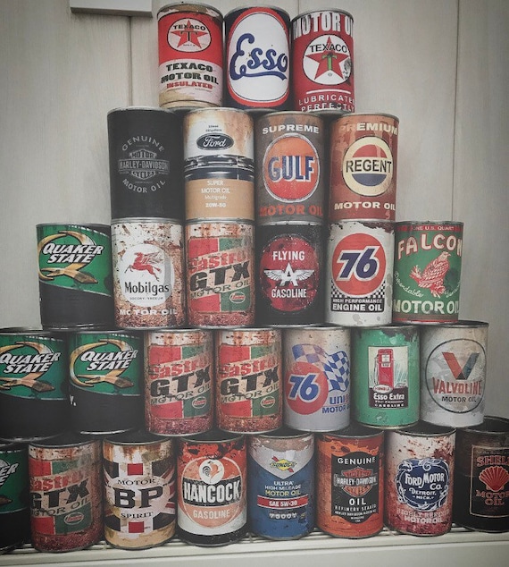 Old Motor Oil Cans Vintage Petrol Tin Can Replica Oils Garage