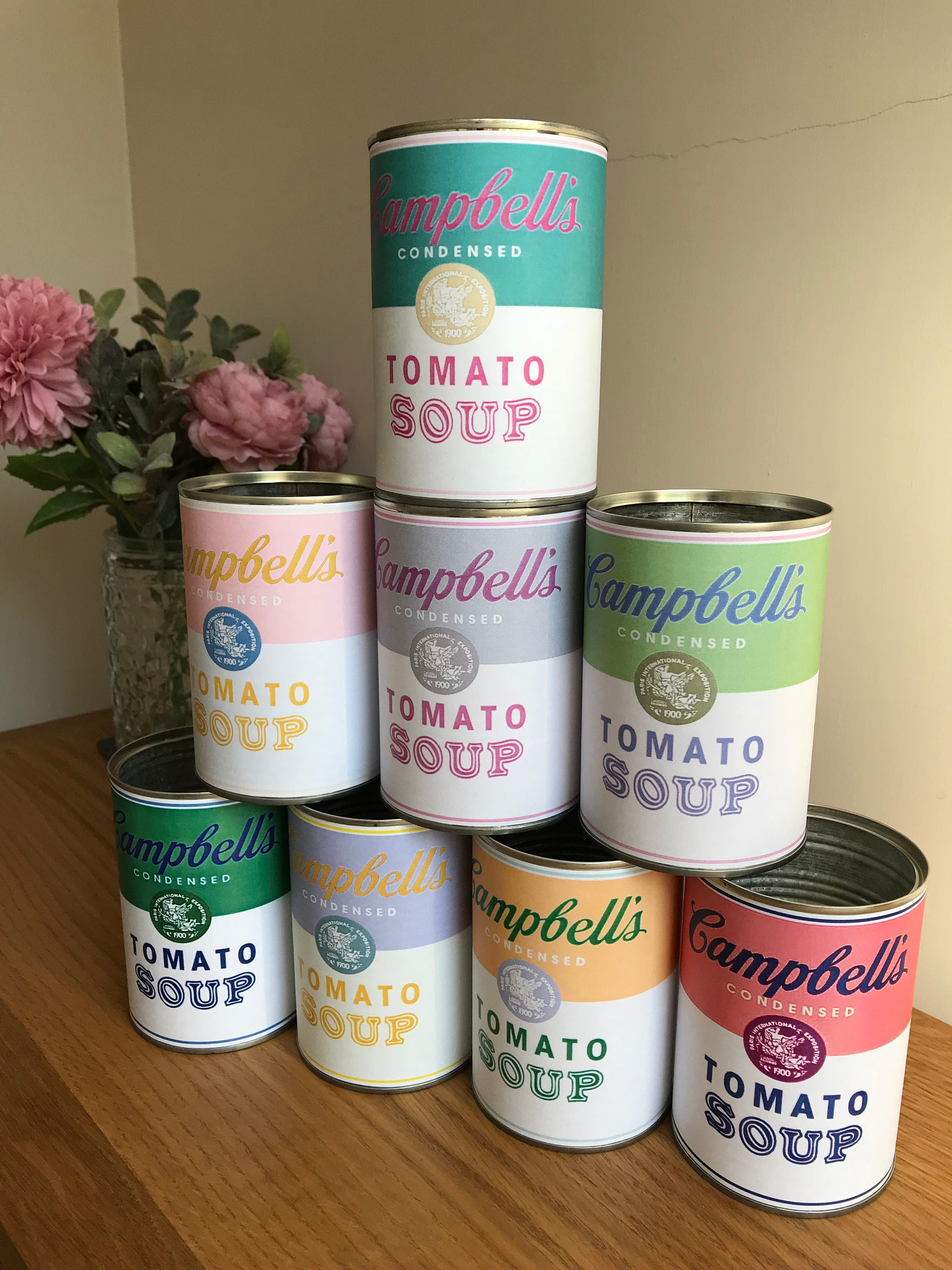 Retro Campbell's Soup Tin Can Labels Set of 5 Printable Digital