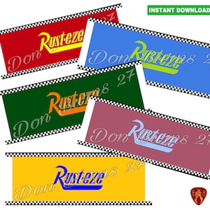 Rusteze Rennsport Etiketten Autos Motoröl Blechdosen Etiketten 5er Set druckbare Digitaldrucke Rusteze Dosenetiketten Jungen Geburtstagsparty