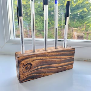 Wooden pencil holder pen pot stationary wood block pen holder for stationary pencils storage desk pen block paper weight office wooden decor