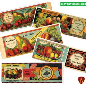 Vintage California fruit can labels canned fruit label kitchen pantry decor cutlery pot labels fruit can wraps fruit tin Don Burns 27 prints